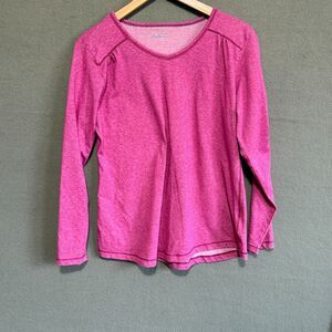Columbia Womens Long Sleeve Shirt XL Magenta V Neck